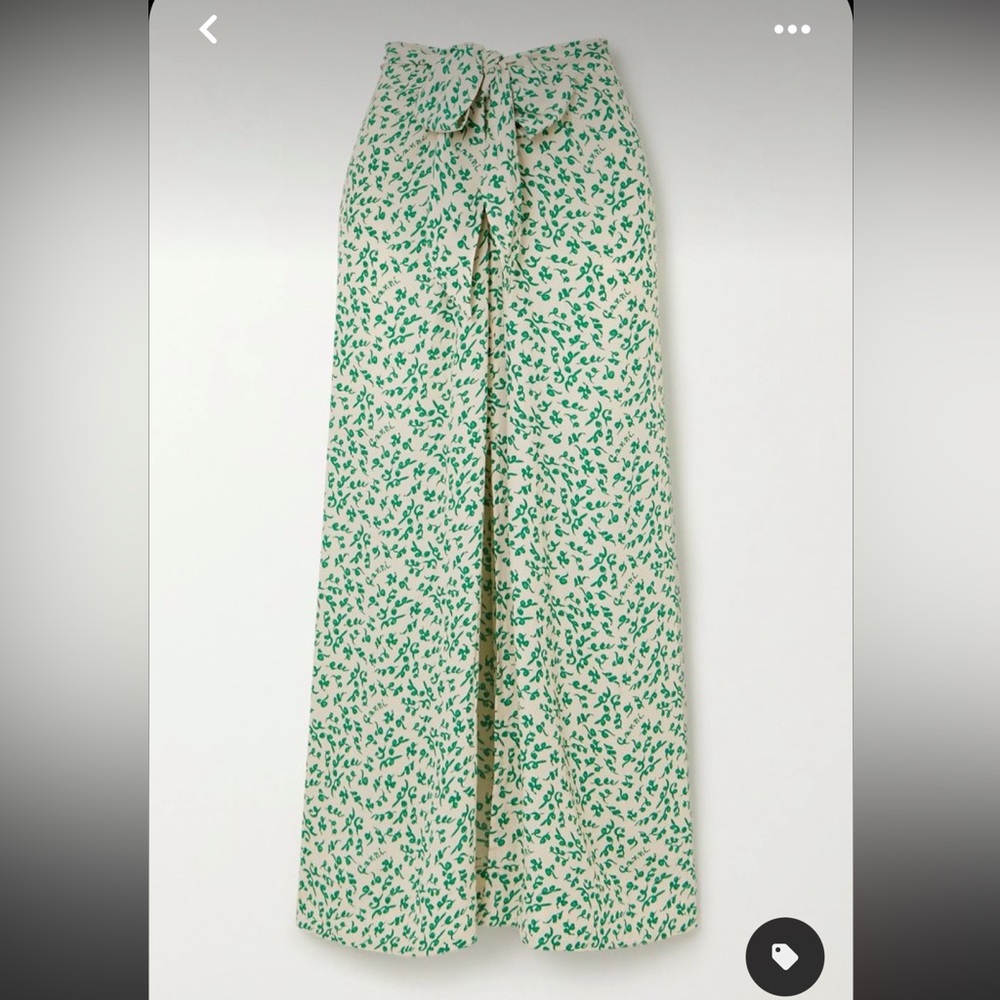 Ganni Knotted printed crepe midi skirt